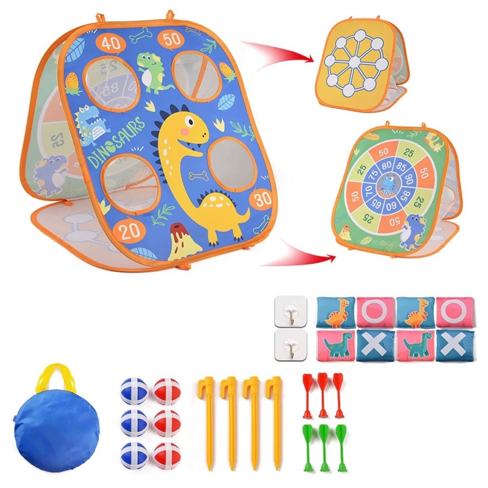 Bean Bag Toss Game, 4 in 1 Foldable Cornhole Yard Toys for Toddler Ages 3-5 4-8
